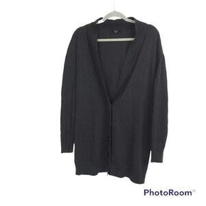 Nasty gal solid black button front cardigan with star print elbows size M